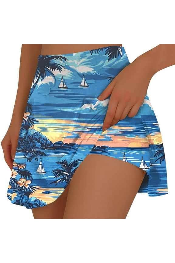 Hawaiian Skorts for Women Summer Workout Shorts Casual,Graphic Tennis Running Womens Skirts