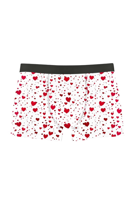 Holiday Trunks for Men Soft Valentines Cozy Boxers Gift for Husband Elastic Waist Heart Print Mens Underwear Boxer Briefs