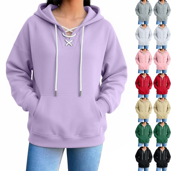 Vetsdori Hooded Sweatshirts for Women Hoodies Pockets Pullover Long Sleeve Winter,Drawstring Comfy Casual Womens Tops