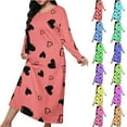 thumbnail image 1 of Vetsdori Ladies Long Sleeve Nightgowns Plus Size Sleepwear Sleep Shirts Soft Valentine Cute Pajamas Dress MooMoo,Comfy Heart Print Nightgowns for Women Lightweight, 1 of 4