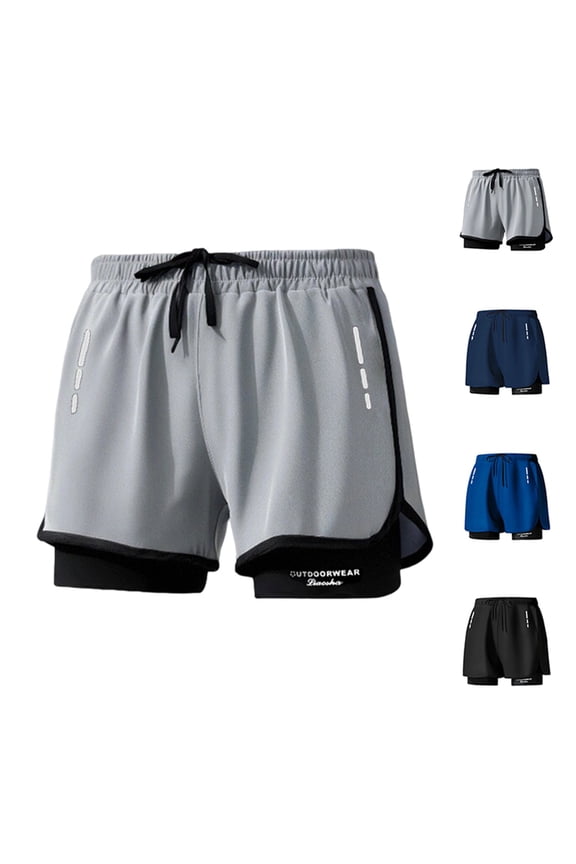 Lining 2 in 1 Swim Trunks for Men Board Shorts Summer Swimwear Elastic Waist,Casual Hombre Hawaiian Mens Swim Shorts Drawstring,XL