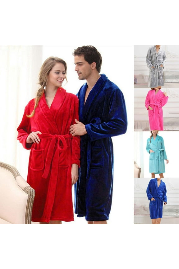 Long Length Robes for Women Plush Strap Night Gowns Lightweight Flannel Loungewear Long Sleeve Casual Ladies Bathrobe Cozy