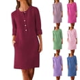 thumbnail image 1 of Vetsdori Long Sleeve Mini Dresses for Women Party Collared Dresses,Pockets Summer Cotton and Linen Shirt Dress Ladies Dress Gowns, 1 of 6