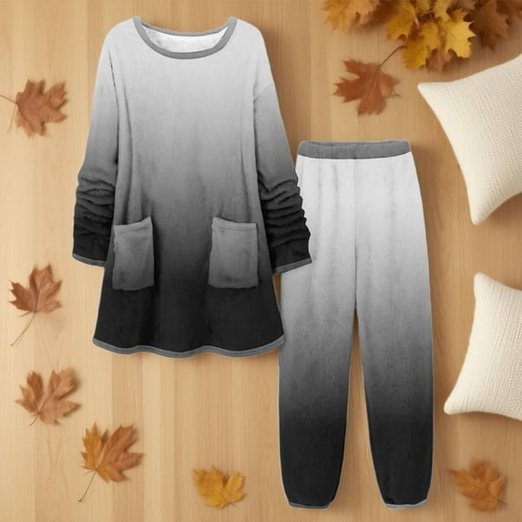 Vetsdori Long Sleeve Pajamas Sets for Women Casual Soft Nightwear Plus Size,Pockets Homewear Womens Pajamas Pants
