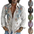 thumbnail image 1 of Vetsdori Long Sleeve Shirts for Men Flowers Party Button Up Winter Breathable Loose Collar Stylish Casual Mens Tshirts, 1 of 6