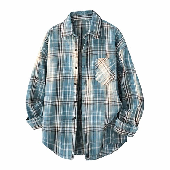 Vetsdori Long Sleeve Shirts for Men Plaid Pocket Button Up Outdoor Winter Stylish Casual Mens Tops Graphic