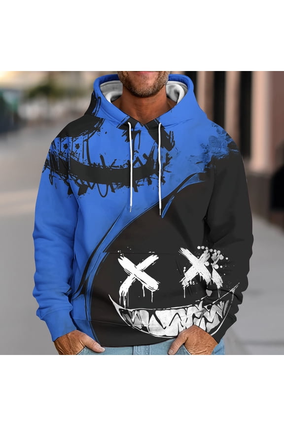 Long Sleeve Sweatshirts for Men Fashion Winter Pullover Pocket Casual Outdoor Graphic Hoodie Mens Tops Hooded