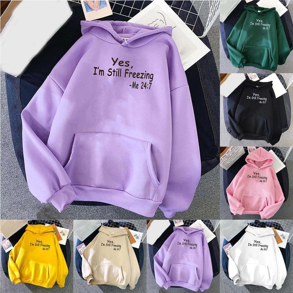 Vetsdori Long Sleeve Sweatshirts for Women Hoodies Graphic Pullover Pockets Winter,Casual Hooded Womens Tops Comfy