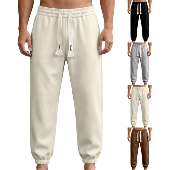 Vetsdori Loose Sweatpants for Men Outdoor Elastic Waist Pockets Casual Sport Pantalones Joggers Brown Mens Pants