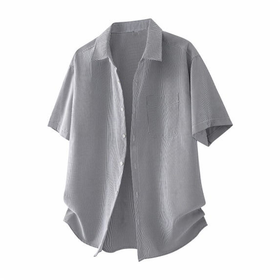 Vetsdori Men Classic Striped Short Sleeve Relaxed Button-Up Shirt Cotton Blend beach vacation