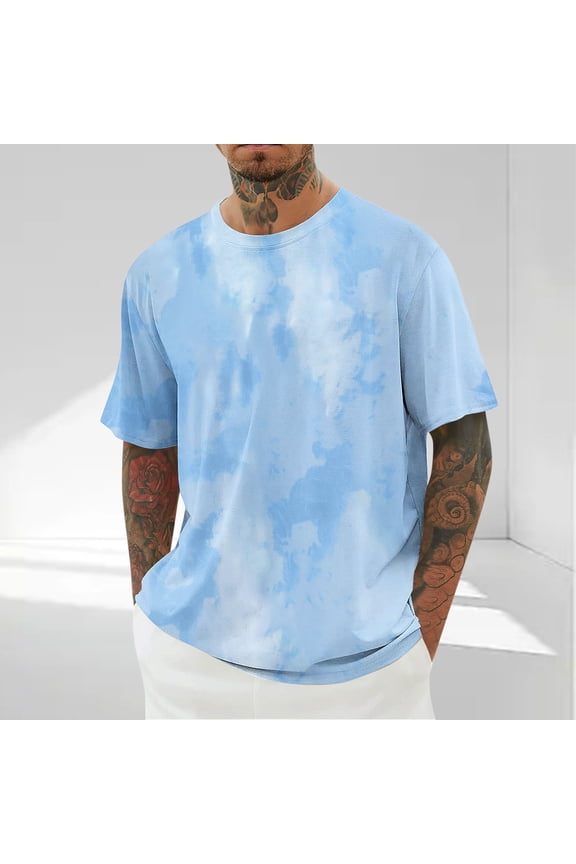 Men's Big and Tall Unique Tie Dye Pattern Tie Dye Crew Neck Short Sleeve T-Shirt Cotton Blend Casual Wear