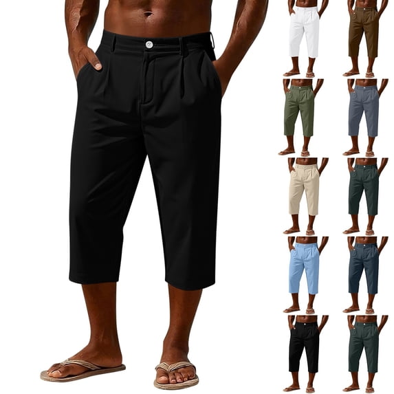 Vetsdori Men's Cargo Pants Elastic Waist Breathable Pockets Button Work Workout Travel Trendy Trousers for Men Pantalones