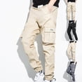 thumbnail image 1 of Vetsdori Men's Cargo Pants Fashion Elastic Waist Pockets Khaki Outdoor Casual Pantalones Straight Leg Trousers for Men, 1 of 7