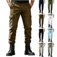 thumbnail image 1 of Vetsdori Men's Cargo Pants Pantalones Work Pockets Athletic Button Elastic Waist Casual Pants for Men Workout, 1 of 8