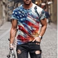 thumbnail image 1 of Vetsdori Men's Fourth of July Shirts Independence Day Short Sleeve Pullover Summer Red White and Blue,American Flag Outdoor Crew Neck Tops for Men, 1 of 5
