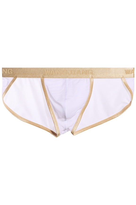 Men's High Cut Mesh Briefs, Low Rise Sheer Transparent Seamless Breathable Stretch Underwear
