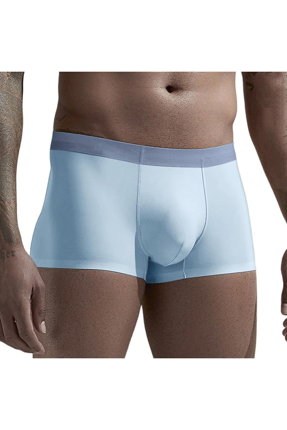 Men's Ice Silk Seamless Boxer Briefs, Summer Breathable Cooling Lightweight Smooth Low Rise Underwear