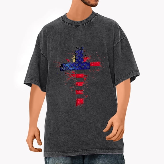 Vetsdori Men's Independence Day Tshirts Fourth of July Red White and Blue Pullover Short Sleeve Summer Patriotic American Flag,Outdoor Tops for Men Shirts