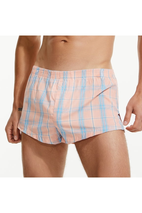 Men's Plaid Home Boxer Shorts, 3D Pouch Breathable Loose Fit Stretch Soft Casual Underwear