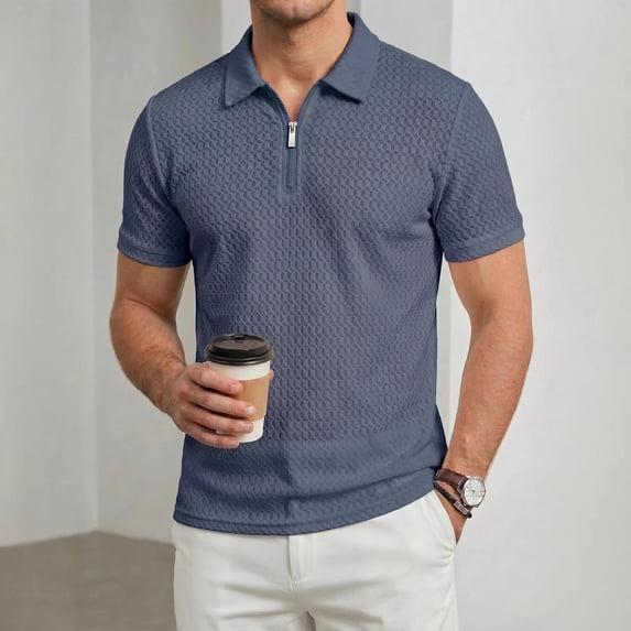 Vetsdori Men's Polo Shirt - Short Sleeve Collared Solid Color Ice Silk Breathable Loose Fit Casual Stylish Design for Casual Daily Wear or Outdoor Activities