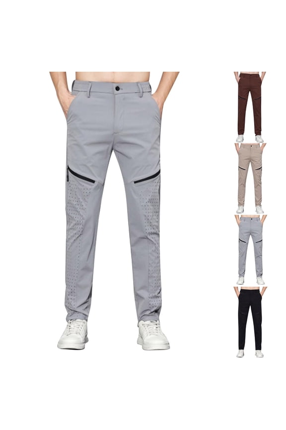 Men's Quick Dry Pants Sport Athletic Pockets Straight Leg Breathable Ice Silk Pantalones Trendy Track Pants for Men