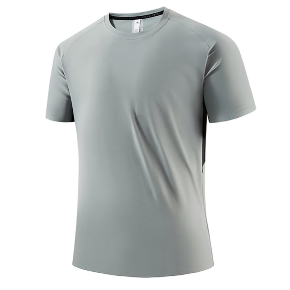 Vetsdori Men's Quick Dry Shirt with Round Neck Short Sleeve featuring Breathable in Standard Fit for Athletic Activities