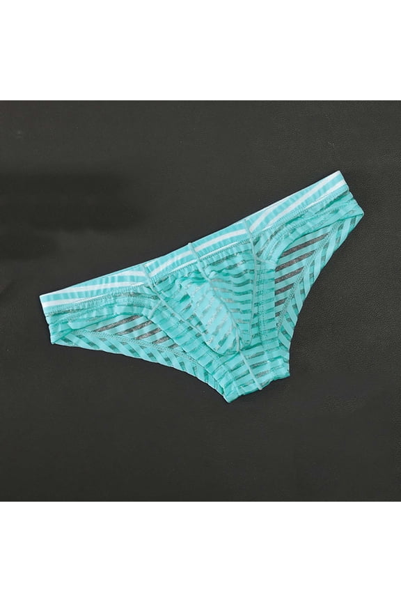 Men's Solid Color Mesh Lace Sheer Briefs, Thin Transparent Breathable Low Rise Underwear