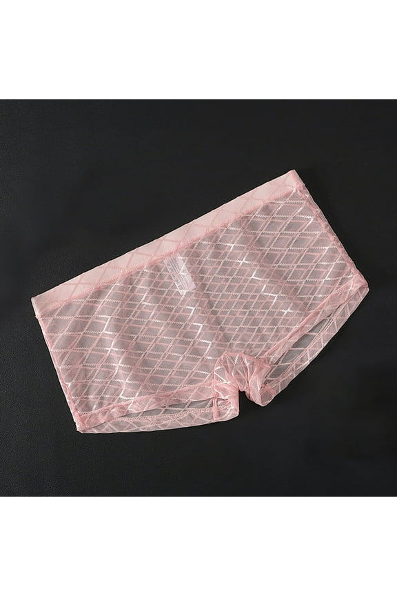 Men's Solid Color Mesh Underwear, Elastic Waist Breathable Lightweight Stretch Soft Base Layer Underwear