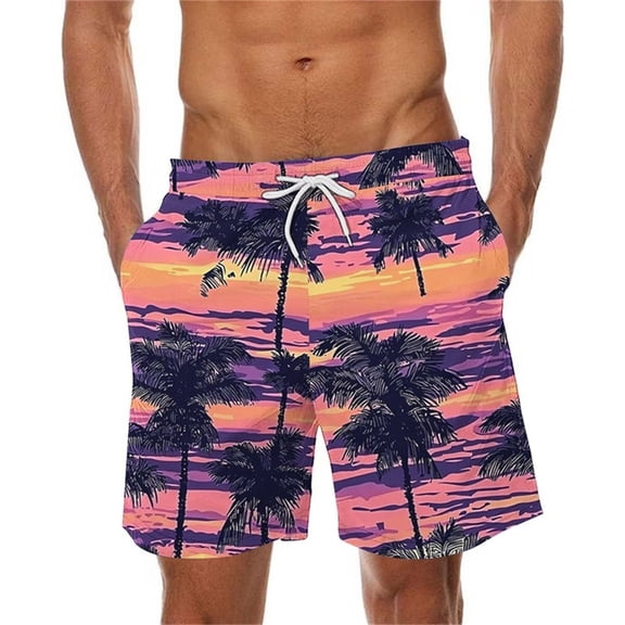 Vetsdori Mens Athletic Shorts Pocket Summer Pull-On Swimwear Hawaii,Breathable Elastic Waist Outdoor Fashion Beach Shorts for Men Lightweight