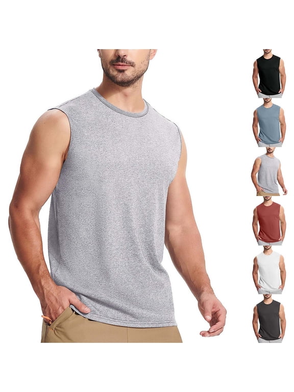 Mens Athletic T Shirts Plain Tank Tops Summer Sleeveless Sport Muscle,Outdoor Slim Fit Shirts for Men Undershirts,XXXXL