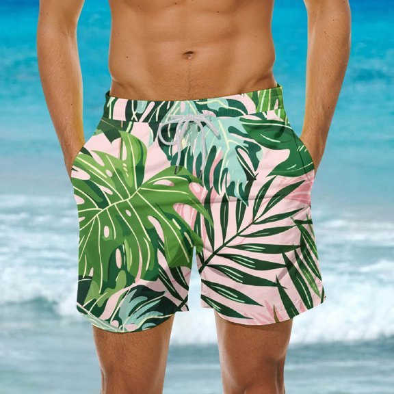 Vetsdori Mens Big and Tall Swimming Trunks Summer Casual Swimwear Pockets Drawstring Elastic Waist Ropa,Hawaiian Swim Shorts for Men Board Shorts,L
