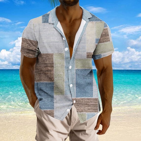 Vetsdori Mens Button down Shirts Short Sleeve Pockets Work Shirts Gift for Him Hawaiian Tops Ropa Para Hombre Summer Vacation Collared T-Shirts for Men Graphics,Size XXXXL