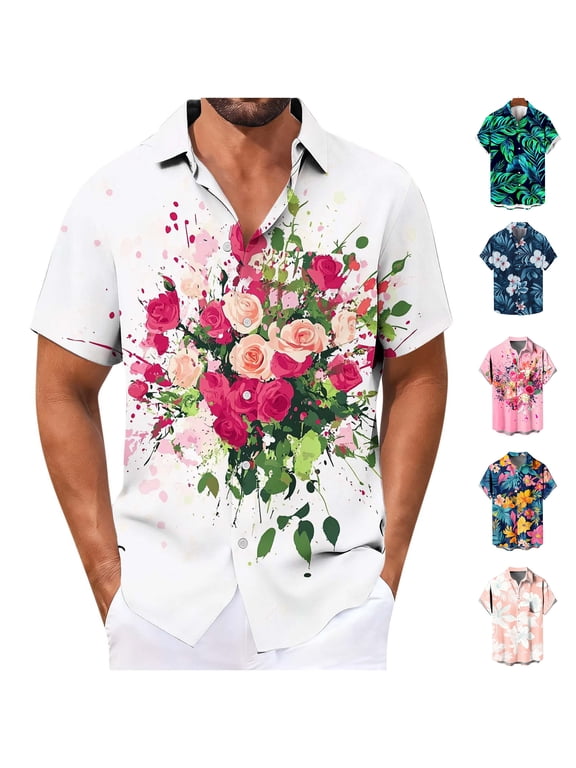 Mens Button up Tshirts Summer Short Sleeve Work Shirts Pockets Gift for Men Tops Vacation Ropa Para Hombre Collared Hawaiian Shirts for Men Graphics,Size XXXXXL