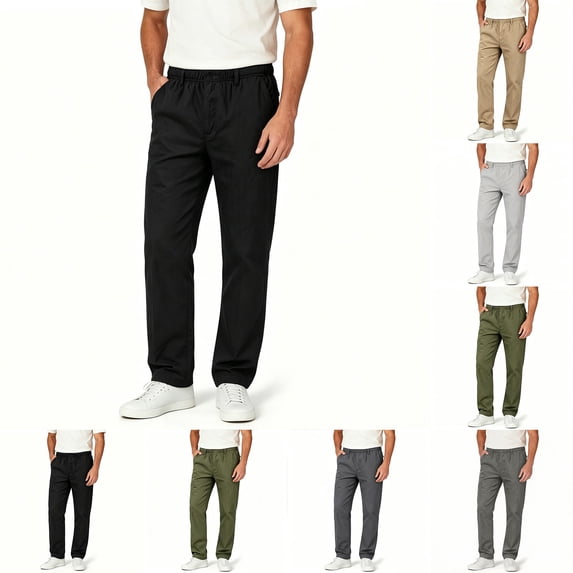 Vetsdori Mens Cargo Pants Elastic Waist Lightweight Pockets Black Work Trendy Pantalones Gifts for Men Travel Trousers for Men Sport