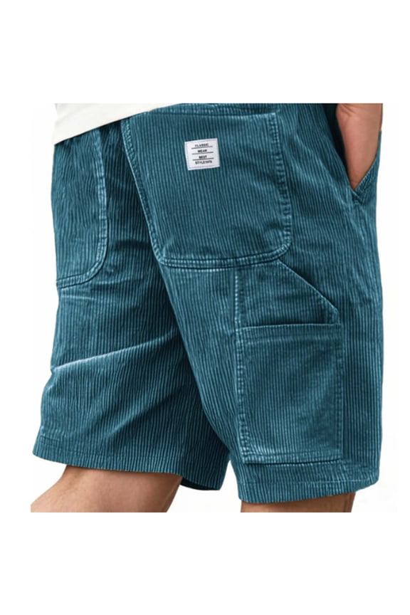 Mens Cargo Shorts Athletic Summer Short Pants Pockets Ropa Workout Corduroy,Relaxed Fit Elastic Waist Shorts for Men