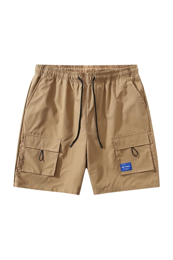 Mens Cargo Shorts Pockets Summer Short Pants Workout Casual Relaxed Fit Khaki,Athletic Shorts for Men Elastic Waist