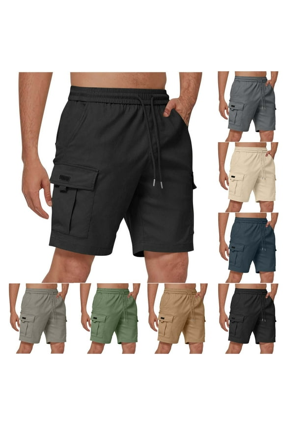 Mens Workout Shorts Summer Cargo Pull-On Cotton Athletic Fashion Pockets,Relaxed Fit Shorts for Men Style