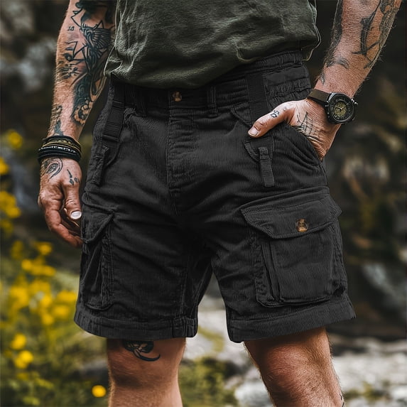 Vetsdori Mens Cargo Shorts Summer Pockets Short Pants Relaxed Fit Athletic Corduroy Elastic Waist,Workout Shorts for Men Ropa