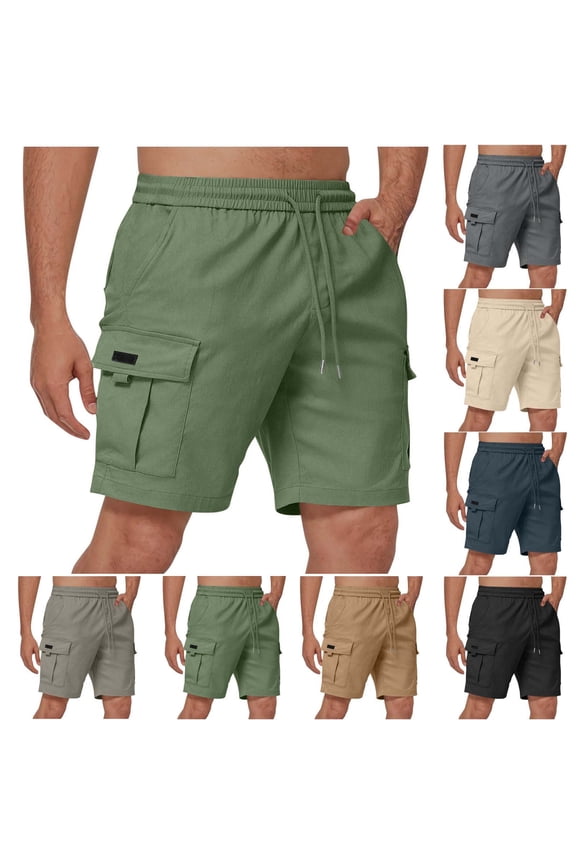 Mens Workout Shorts Cargo Cotton Pull-On Summer Fashion Relaxed Fit,Pockets Ropa Shorts for Men