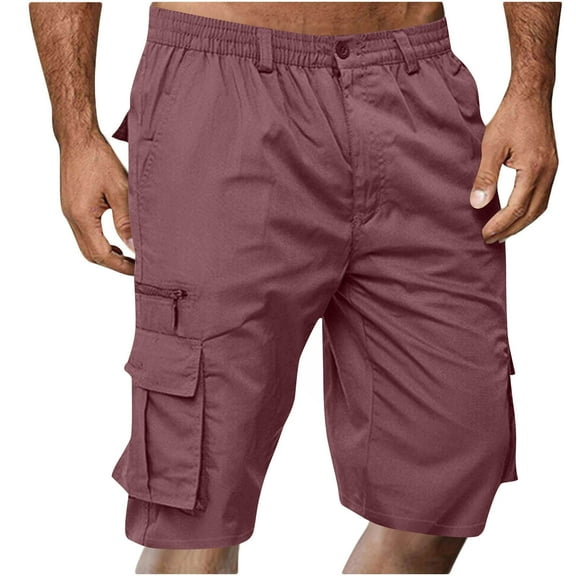 Vetsdori Elastic Waist Shorts for Men Cargo Summer Pull-On Fashion Relaxed Fit Workout,Pockets Outdoor Mens Shorts Athletic