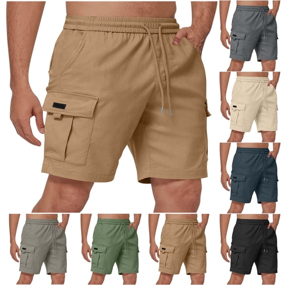 Vetsdori Elastic Waist Shorts for Men Cargo Cotton Pull-On Pockets Summer Relaxed Fit Ropa,Fashion Athletic Mens Shorts Big and Tall