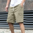 thumbnail image 1 of Vetsdori Mens Elastic Waist Shorts Summer Pockets Pull-On Relaxed Fit Workout,Casual Cargo Khaki Shorts for Men Style, 1 of 7