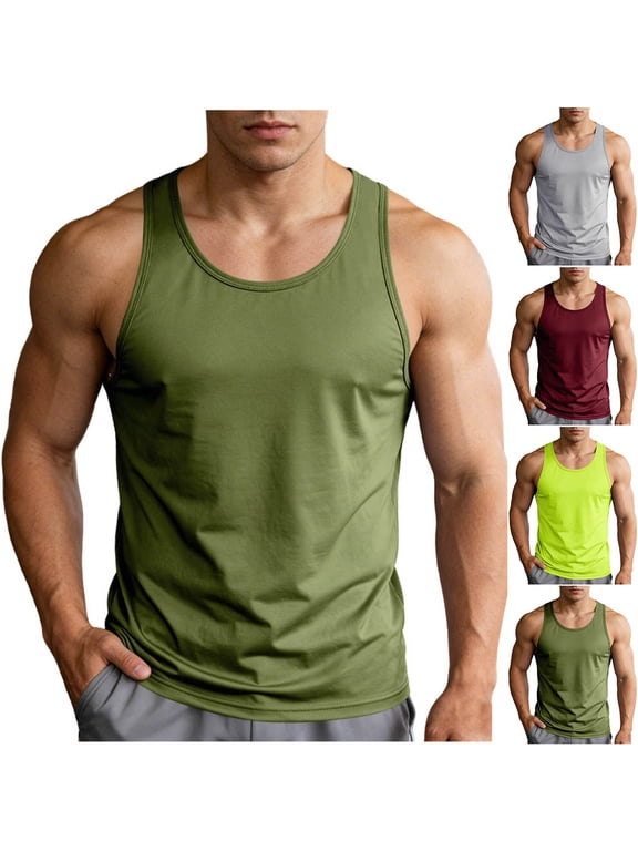 Mens Dry Fit T Shirts Sleeveless Muscle Athletic Tank Tops Sport,Summer Plain Undershirts Running Tanks for Men Crew Neck,M