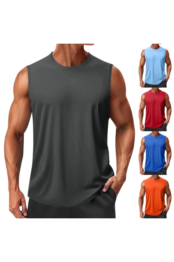 Mens Dry Fit T Shirts Sleeveless Summer Athletic Tank Tops Casual Solid,Mesh fabric Undershirts Outdoor Muscle Tanks for Men Breathable,4XL