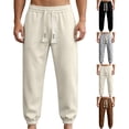 thumbnail image 1 of Vetsdori Mens Elastic Waist Sweatpants Sport Outdoor Pockets Joggers Pantalones Stylish Loose Beige Pants for Men Drawstring, 1 of 9