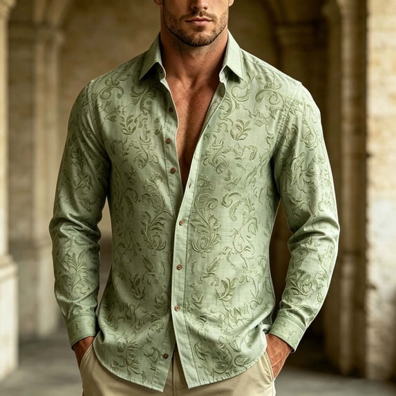 Vetsdori Mens Long Sleeve Big and Tall Tshirts Flower Winter Button Down Breathable Outdoor Casual Travel Collar Shirts for Men Graphic