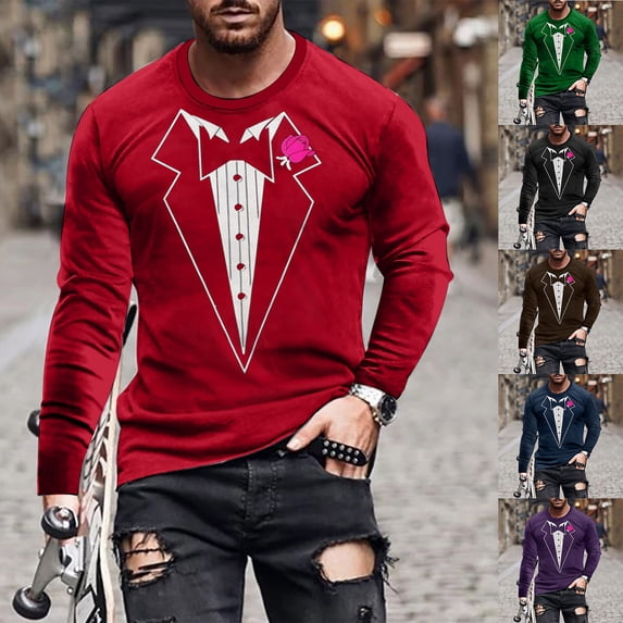 Vetsdori Mens Long Sleeve Shirts Fashion Cotton Pullover Casual Sport Travel Crew Neck Winter Tshirts for Men Graphic