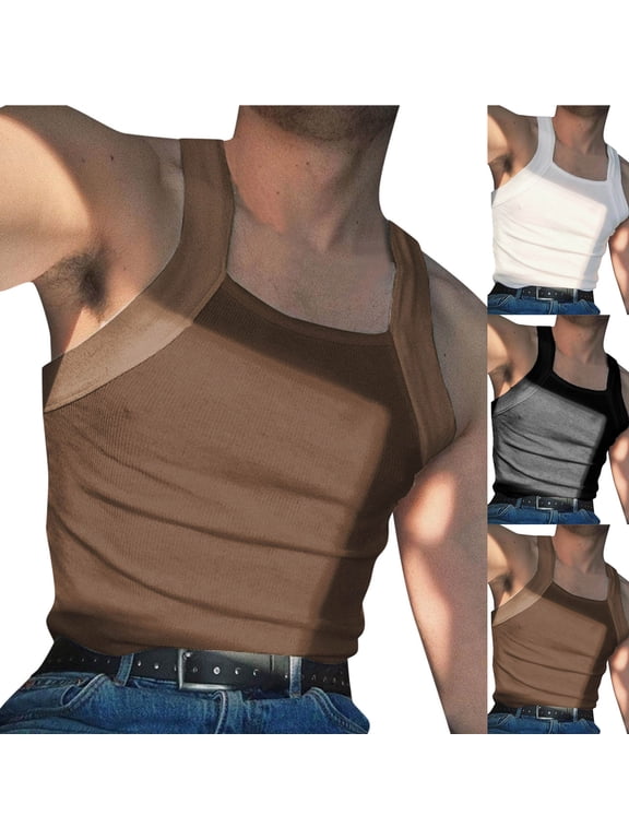 Mens Muscle T Shirts Athletic Summer Tank Tops Solid Color Sleeveless,Casual Undershirts Running Shirts for Men Slim Fit,XL