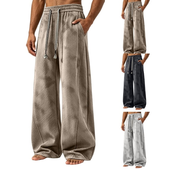 Vetsdori Mens Quick Dry Pants Open Bottom Athletic Pockets Pantalones Sport Elastic Waist Wide Leg Ice Silk Track Pants for Men Drawstring