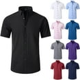 thumbnail image 1 of Vetsdori Mens Short Sleeve Shirts Polo Collar Dress Shirts Work Button down Summer Plain Casual T-Shirts for Men Ropa Para Hombre, 1 of 3
